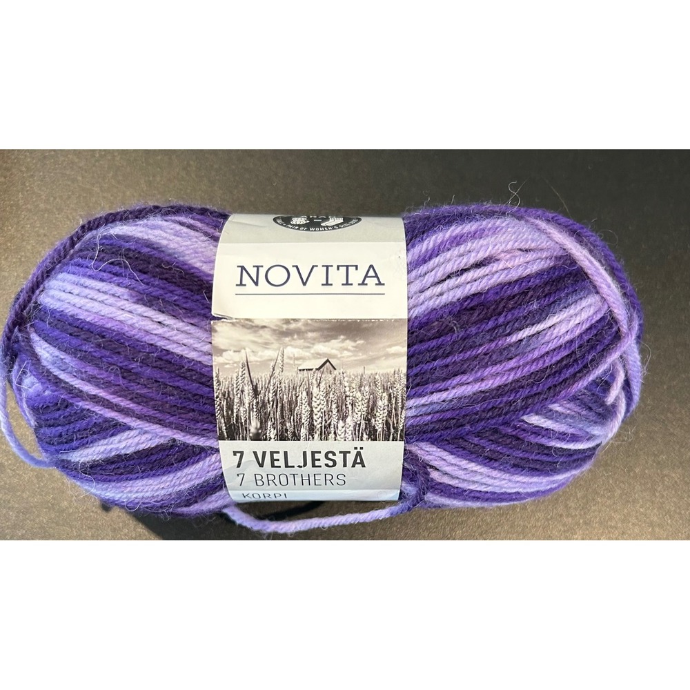 Novita 7 Veljesta‎ Korpi Yarn Purple Blend Wool Blend Aran Knitting Crochet